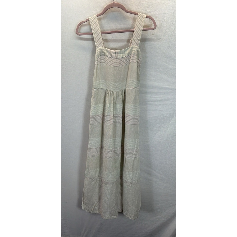 Patagonia Stripe Hemp Tencil Midi Sun Dress Pockets Button XS Garden Island